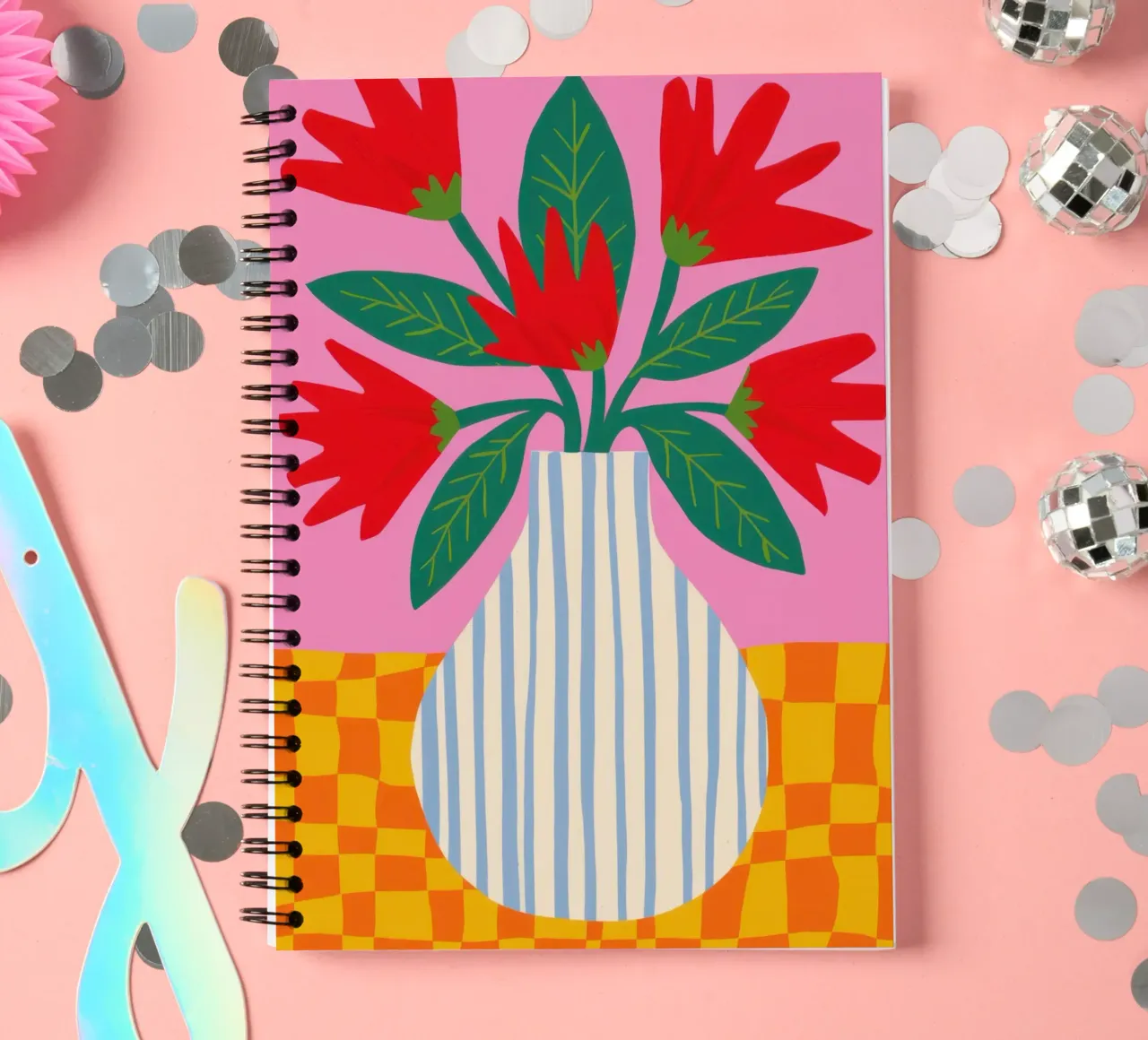 Poppy Stripe Panache spiral notebook by Monuments Fire