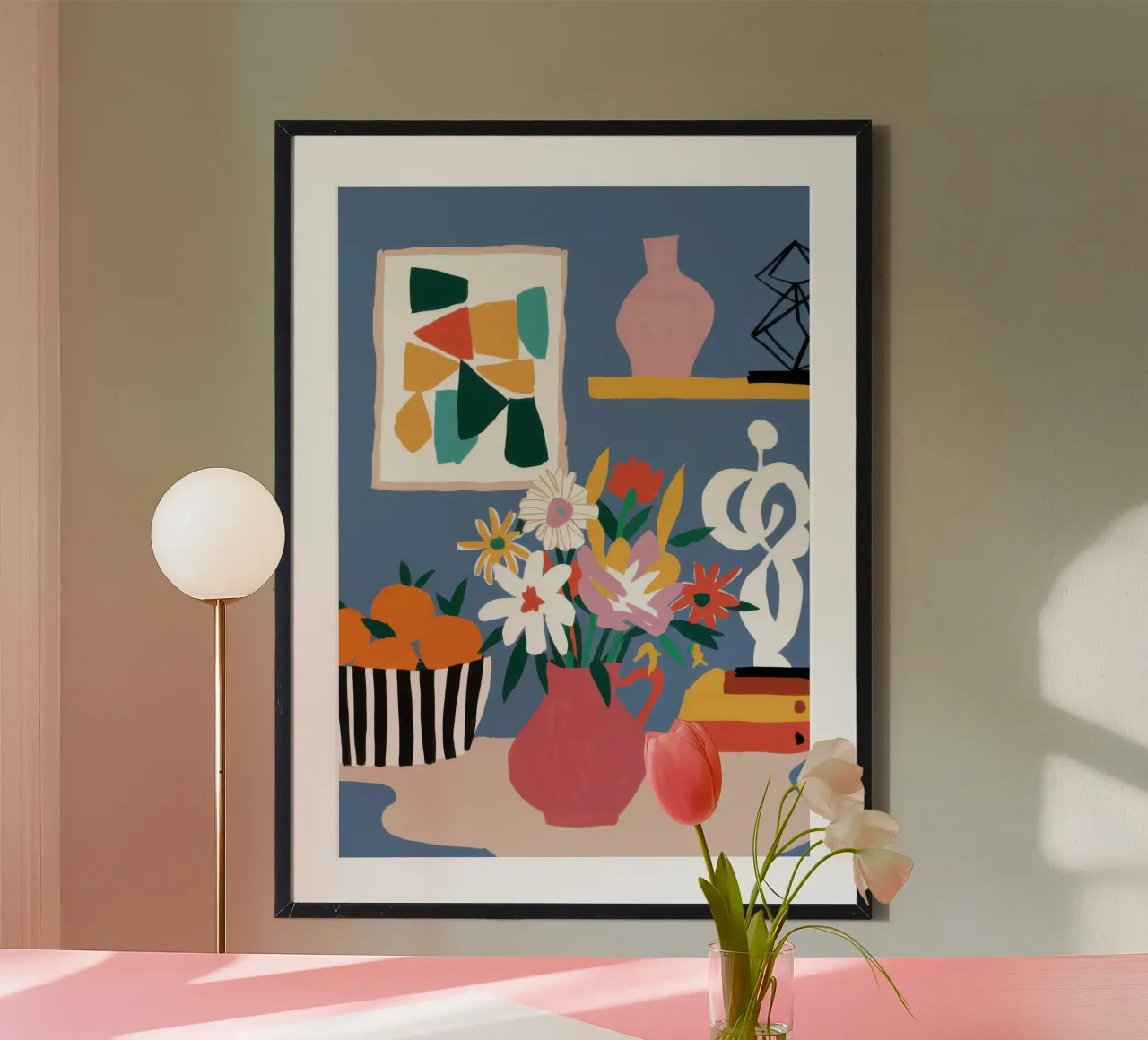 Medley floreale cubista poster con telaio in legno da Giant Foxs