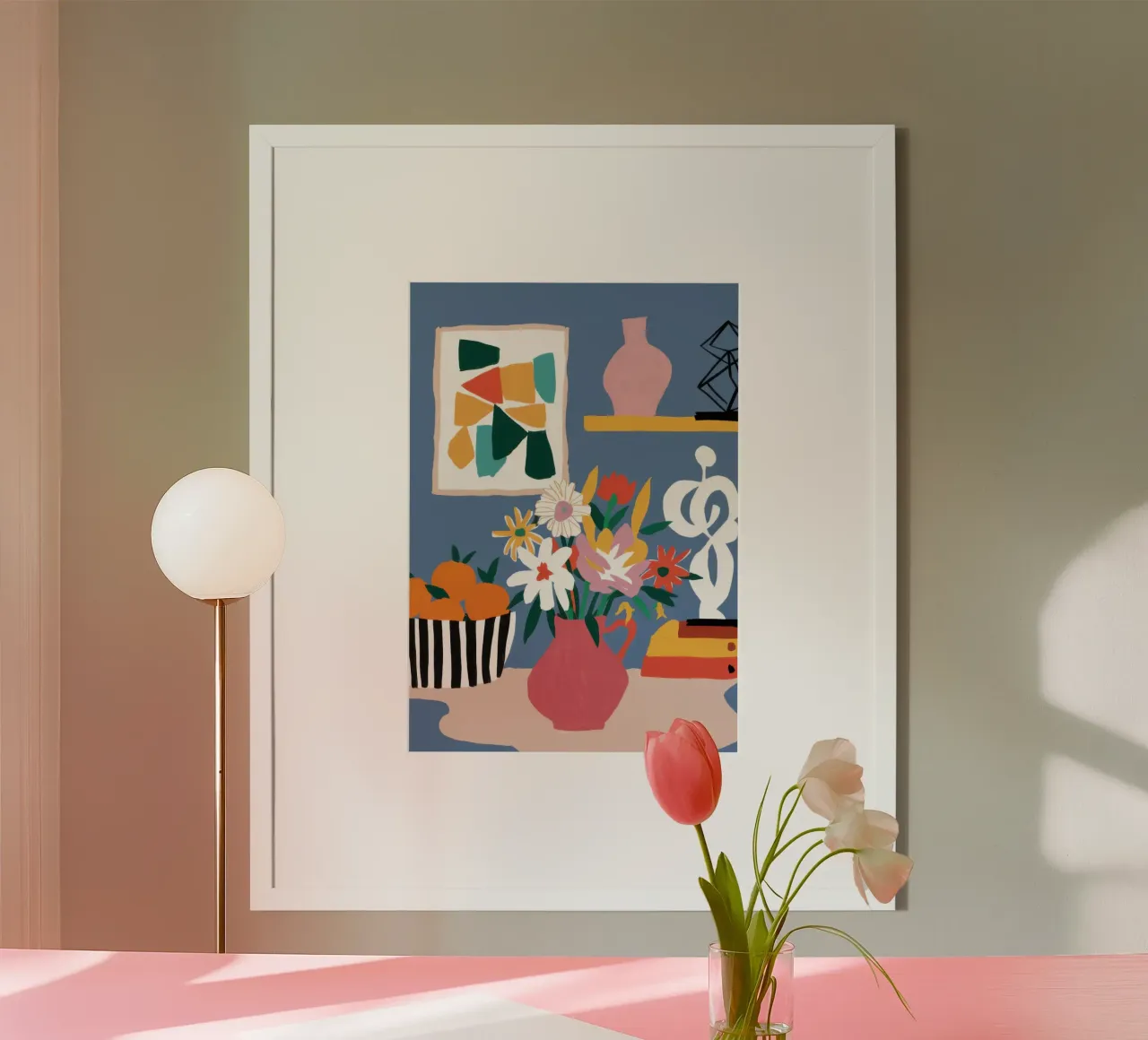 Medley floreale cubista poster con telaio in legno da Giant Foxs