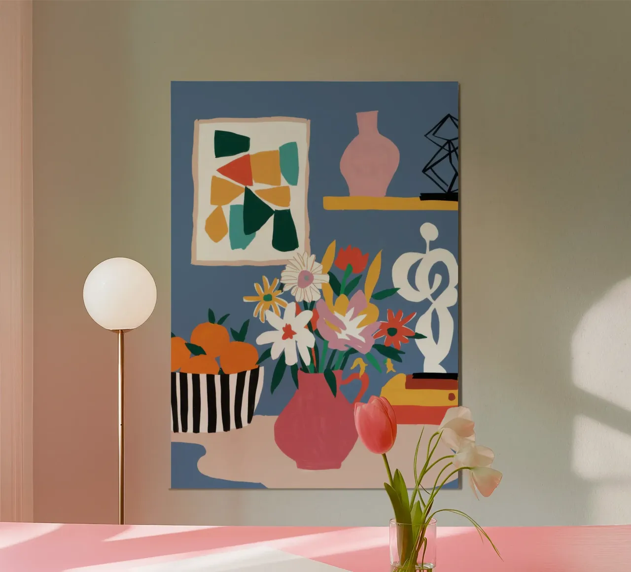 Medley floreale cubista poster con telaio in legno da Giant Foxs