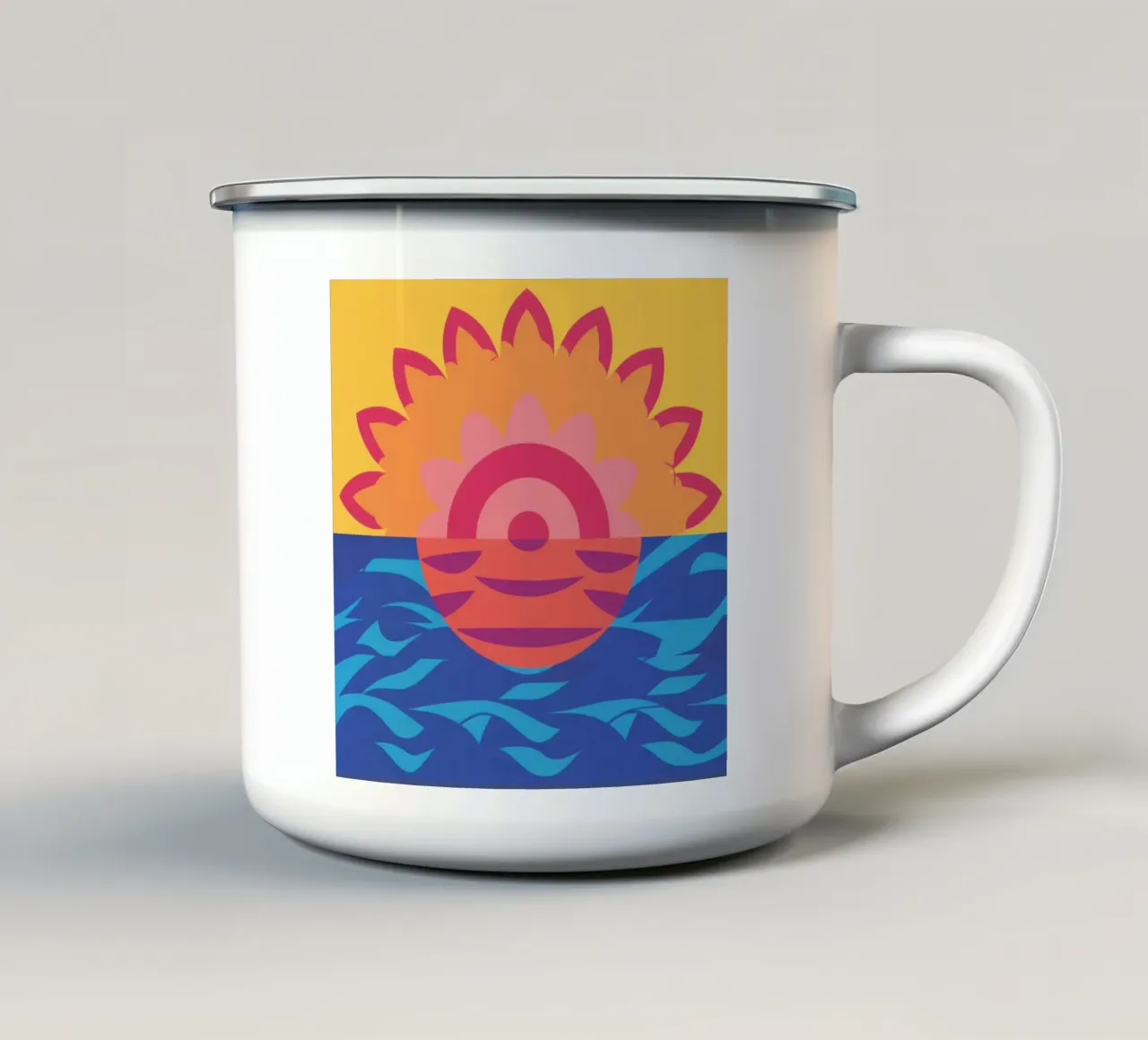 Onda geometrica del tramonto tazza in smalto da Rain Balance
