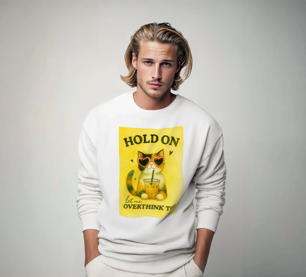 gatto buffo aspetta che ci pensi troppo felpa da Mirage