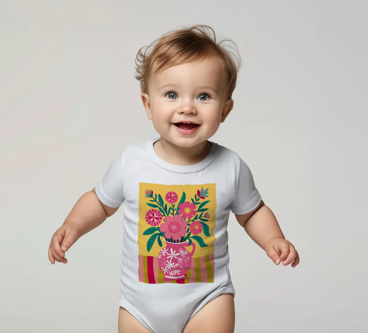 Gioia a righe fucsia body neonato maniche corte da Dream Gesso
