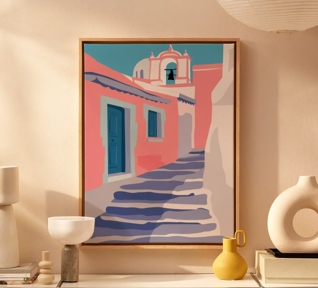 Scala per Santorini tela con Cornice a cassetta da Mythy Brush