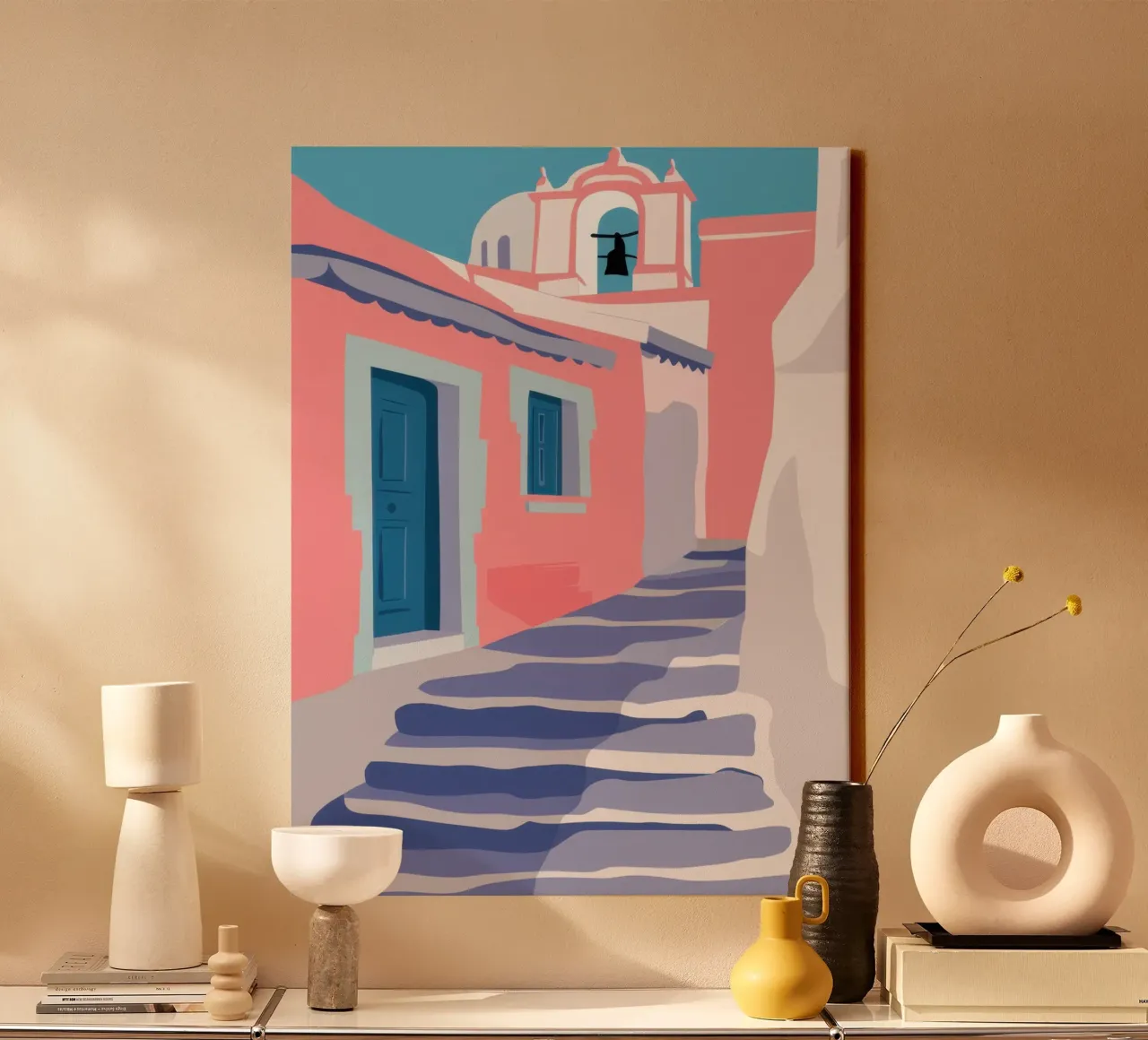 Scala per Santorini tela con Cornice a cassetta da Mythy Brush