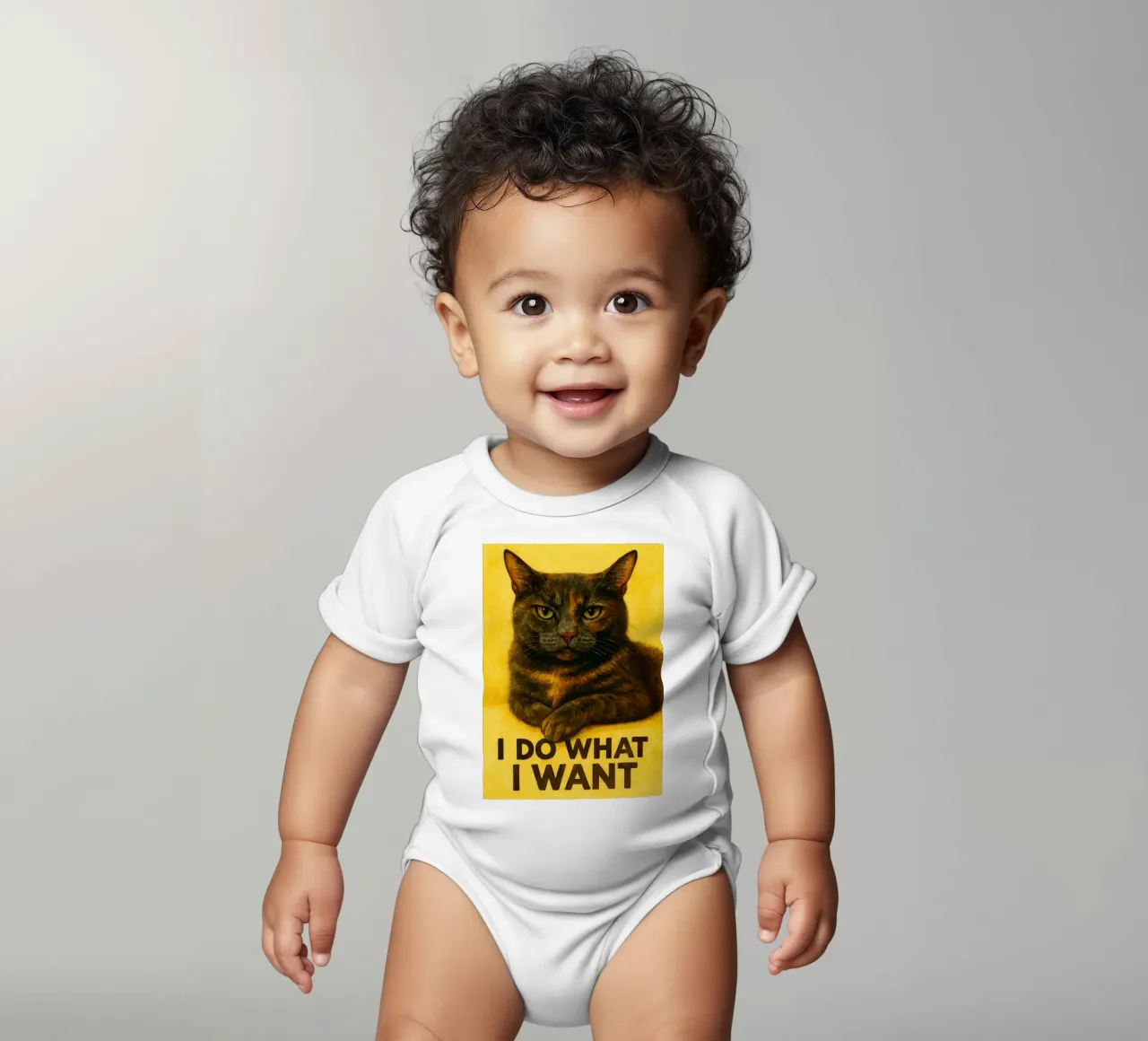 funny cat i do what i want short-sleeve baby romper by Mirage