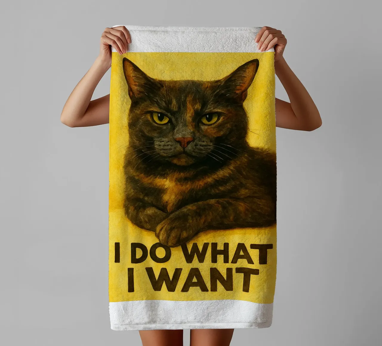 funny cat i do what i want towel by Mirage