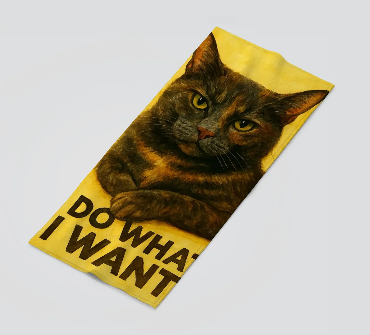 funny cat i do what i want beach towel by Mirage