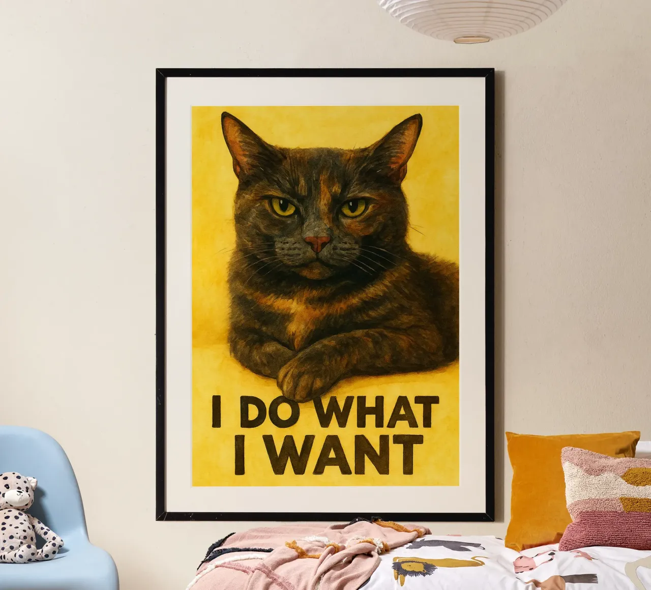 drôle de chat je fais ce que je veux poster avec cadre en plastique de Mirage