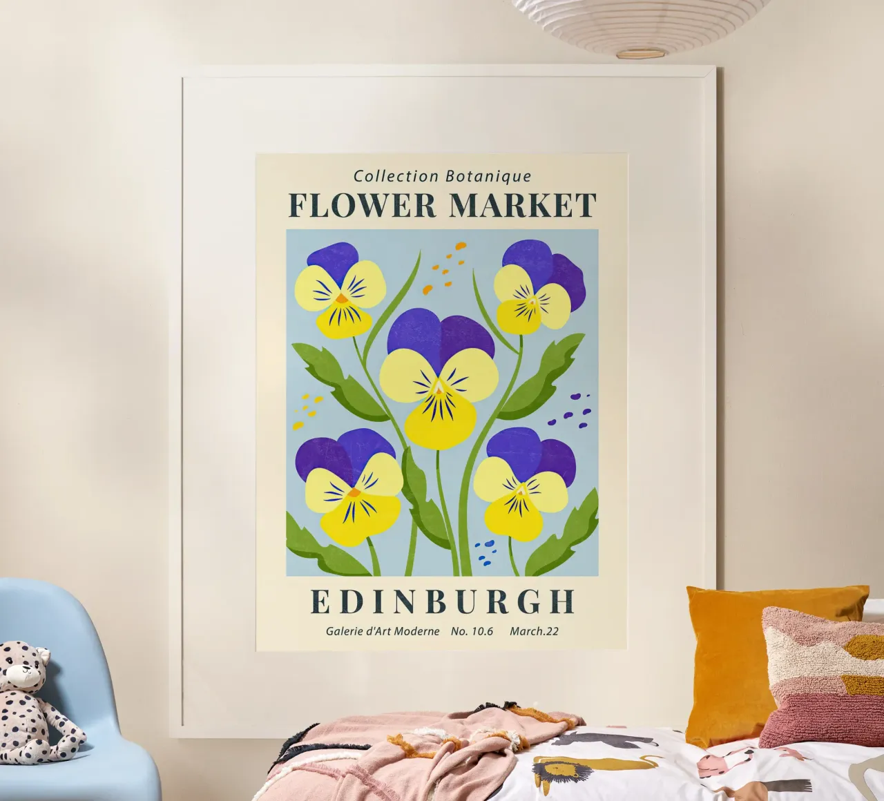 Mercato dei fiori di Edimburgo Viole del pensiero poster con telaio in alluminio da TekleDawit