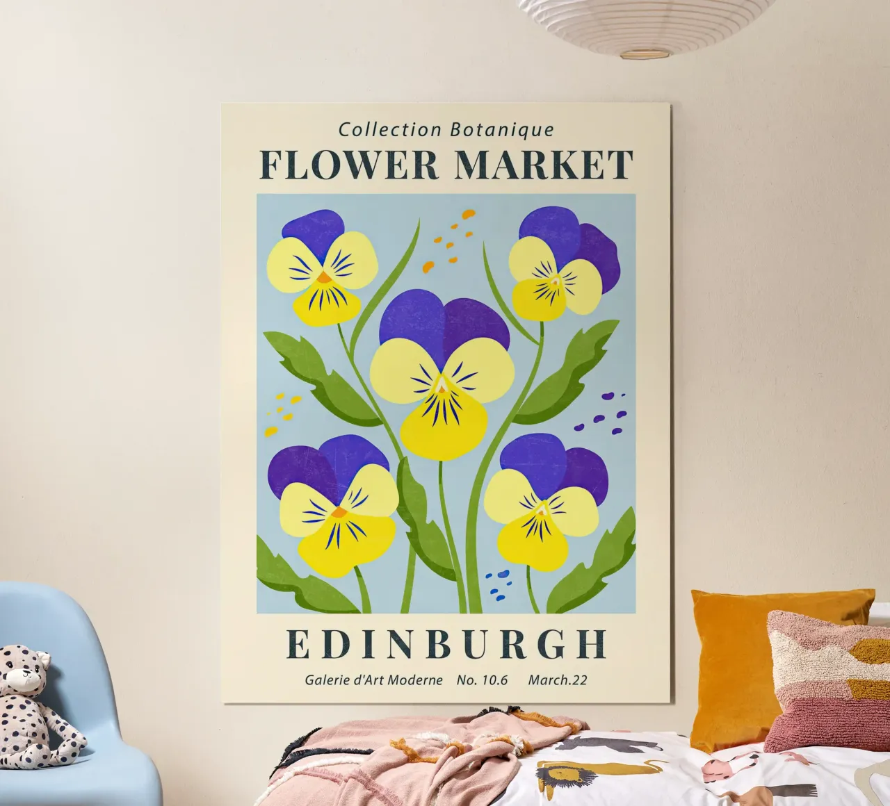 Mercato dei fiori di Edimburgo Viole del pensiero poster con telaio in alluminio da TekleDawit