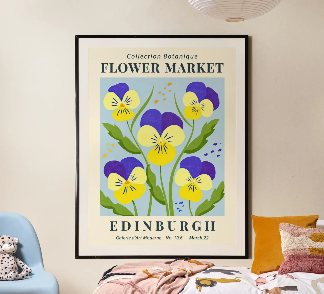 Mercato dei fiori di Edimburgo Viole del pensiero poster con telaio in alluminio da TekleDawit