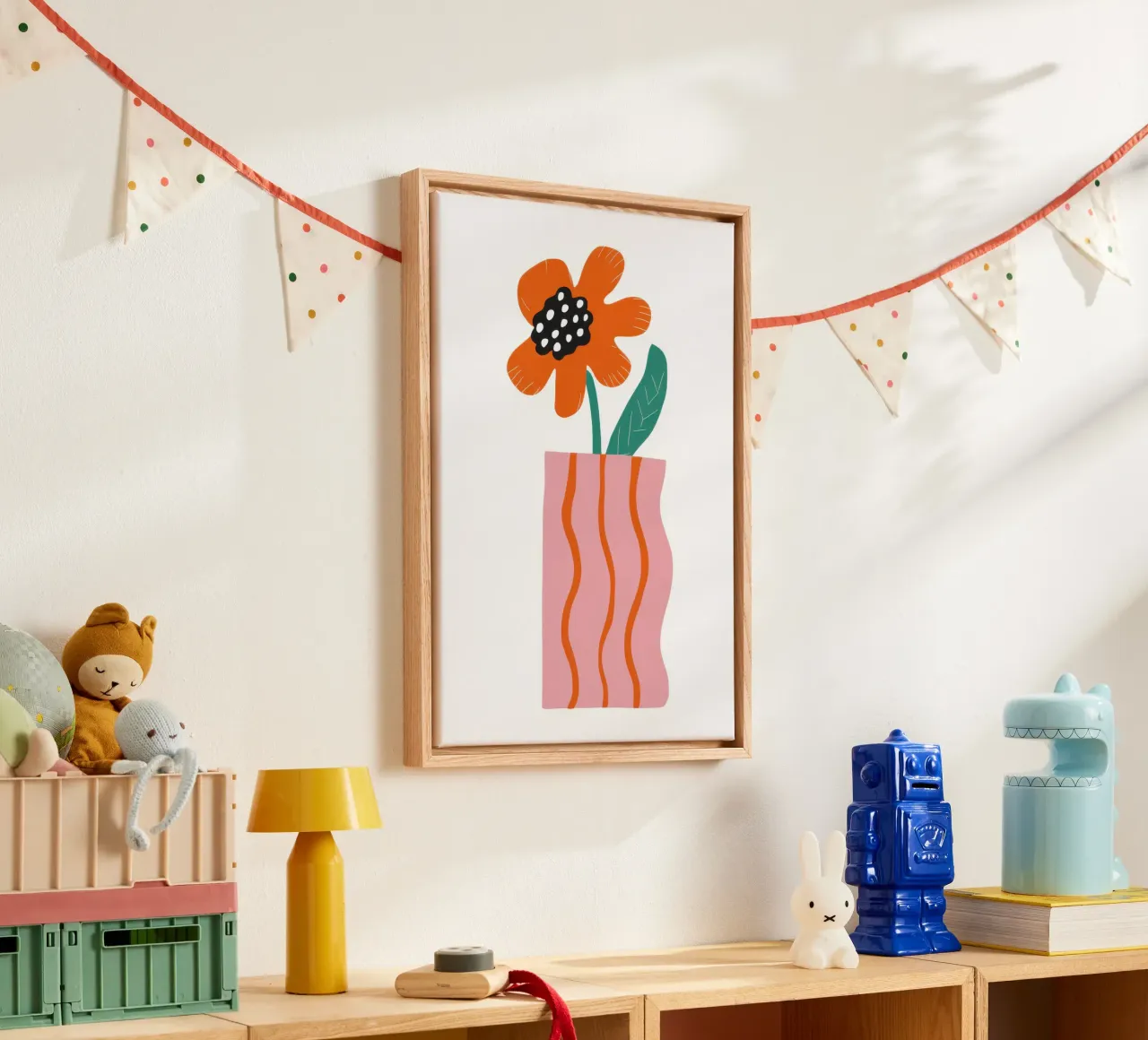 Golvende Roseate Bloei canvas met Baklijst van Rain Balance
