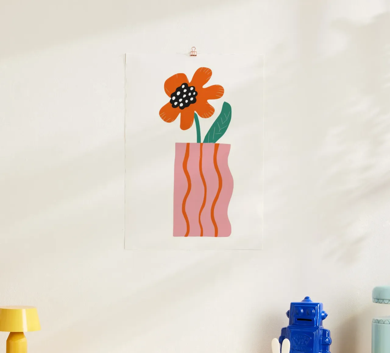 Fiore ondulato rosato poster con telaio in plastica da Rain Balance
