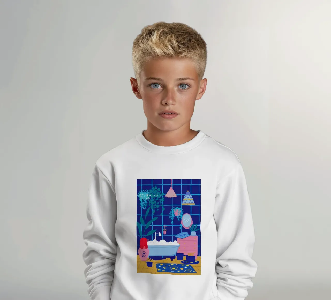 Santuario in piastrelle blu felpa bambino da Ink Pulse