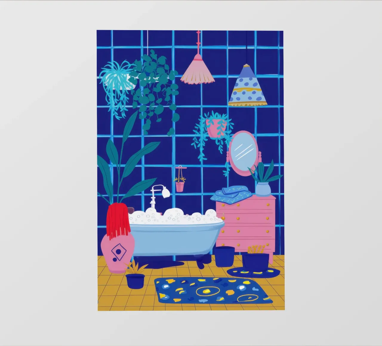 Santuario in piastrelle blu telo in pvc da Ink Pulse