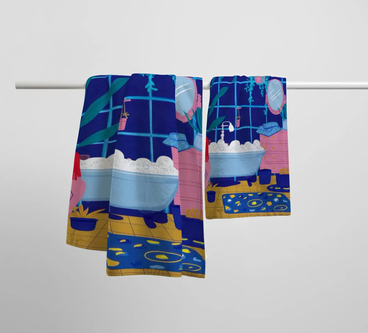 Santuario in piastrelle blu asciugamano da bagno da Ink Pulse