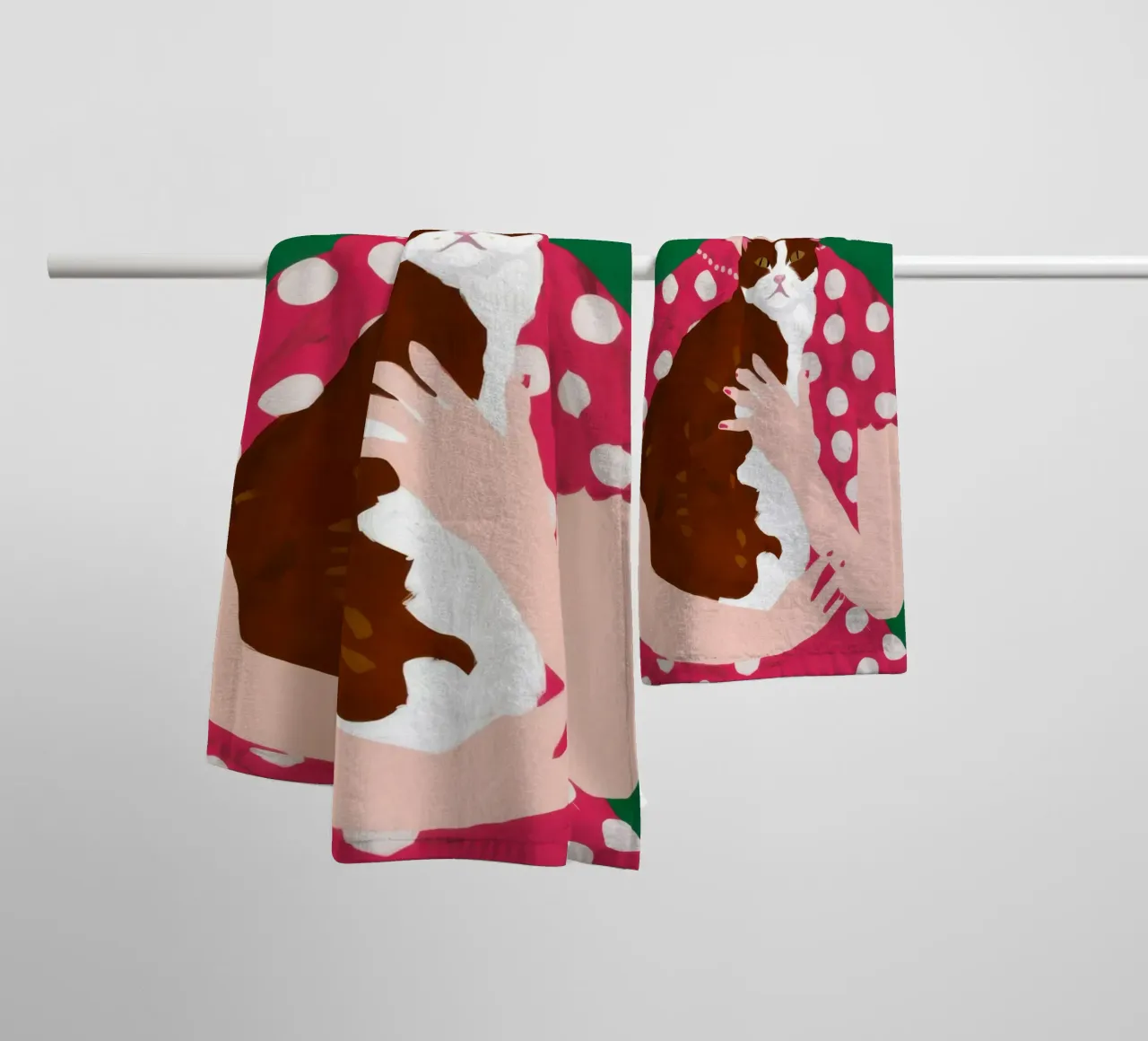 Abbraccio per animali a pois asciugamano da bagno da Giant Foxs