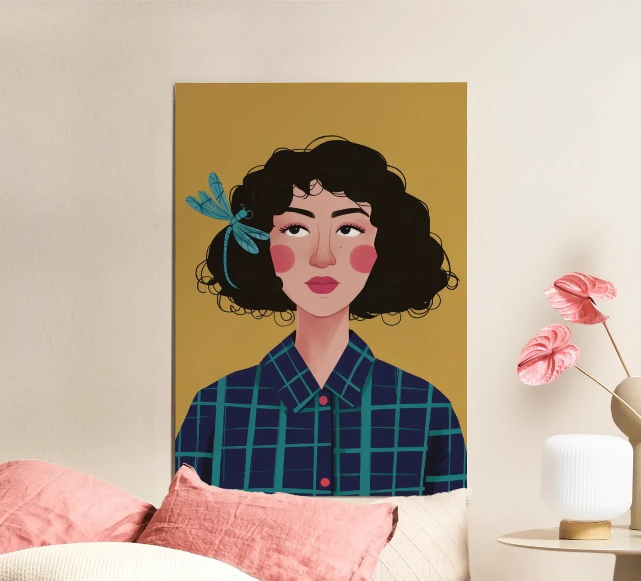 Plaid Sguardo calmo poster con telaio in legno da Rain Balance