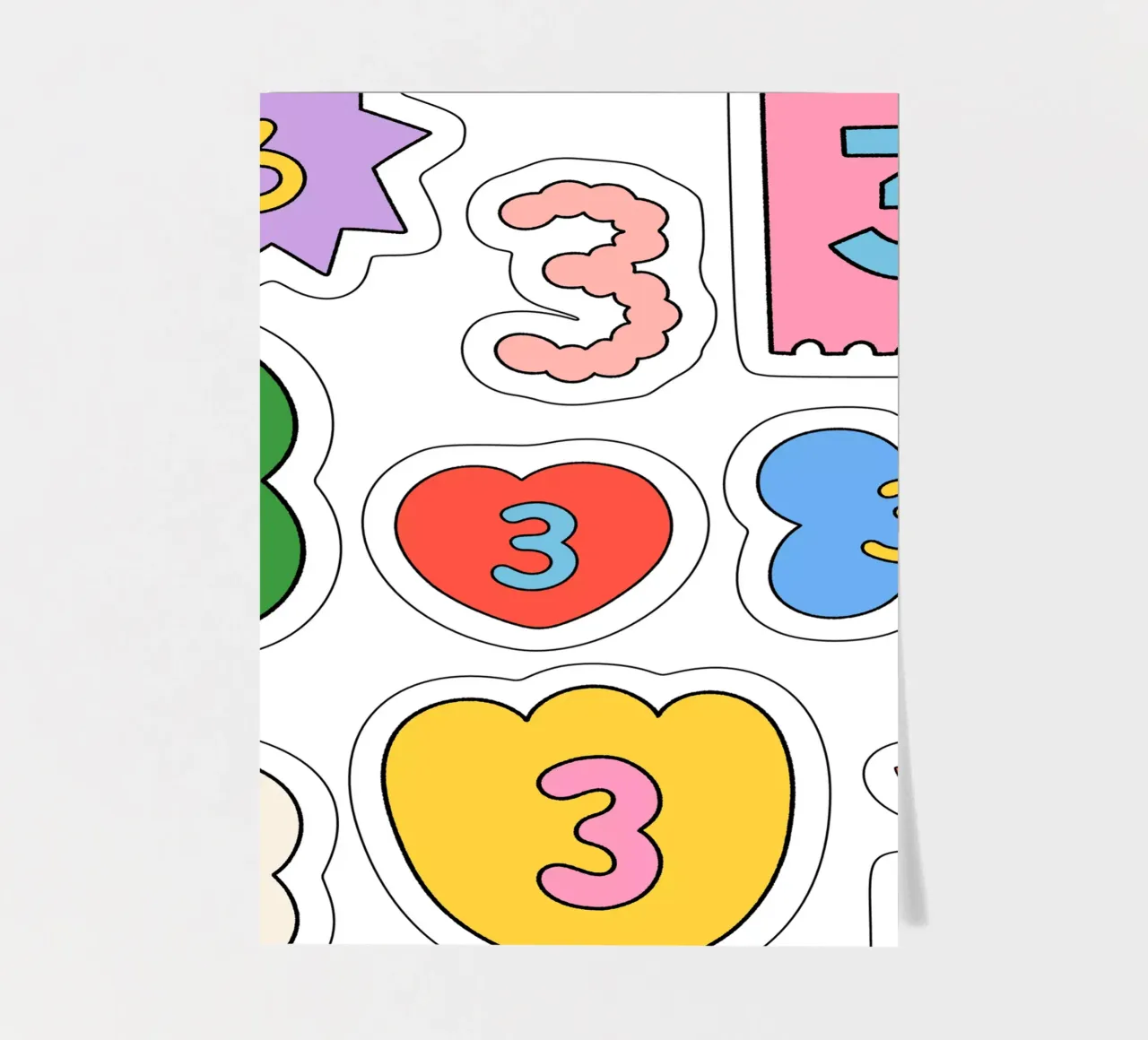 three three three sticker sheet by Sticker King