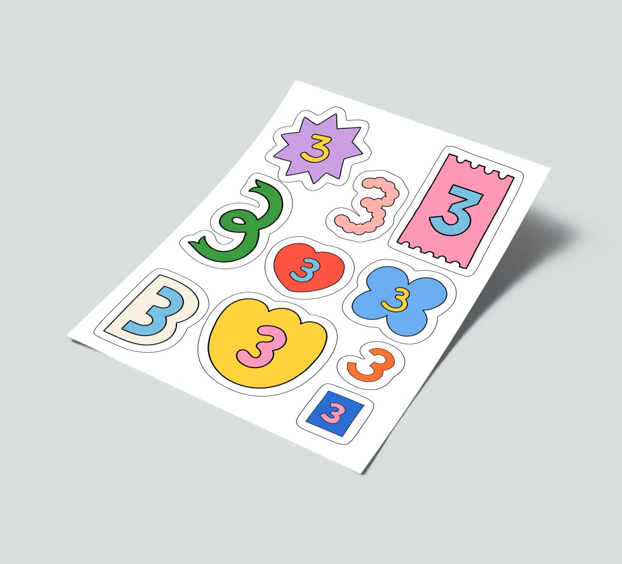 three three three sticker sheet by Sticker King