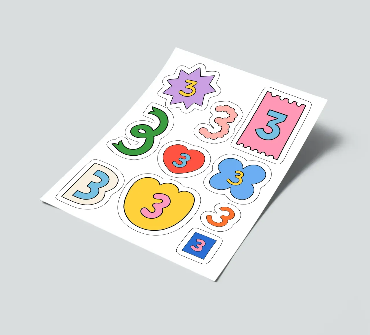 three three three sticker sheet by Sticker King