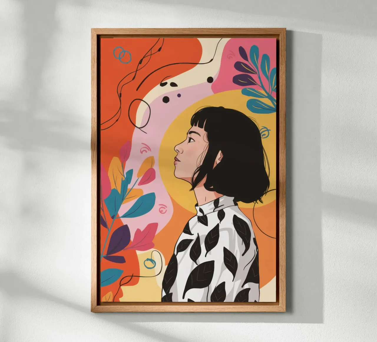 The Girl with the Bob canvas by Ink Pulse