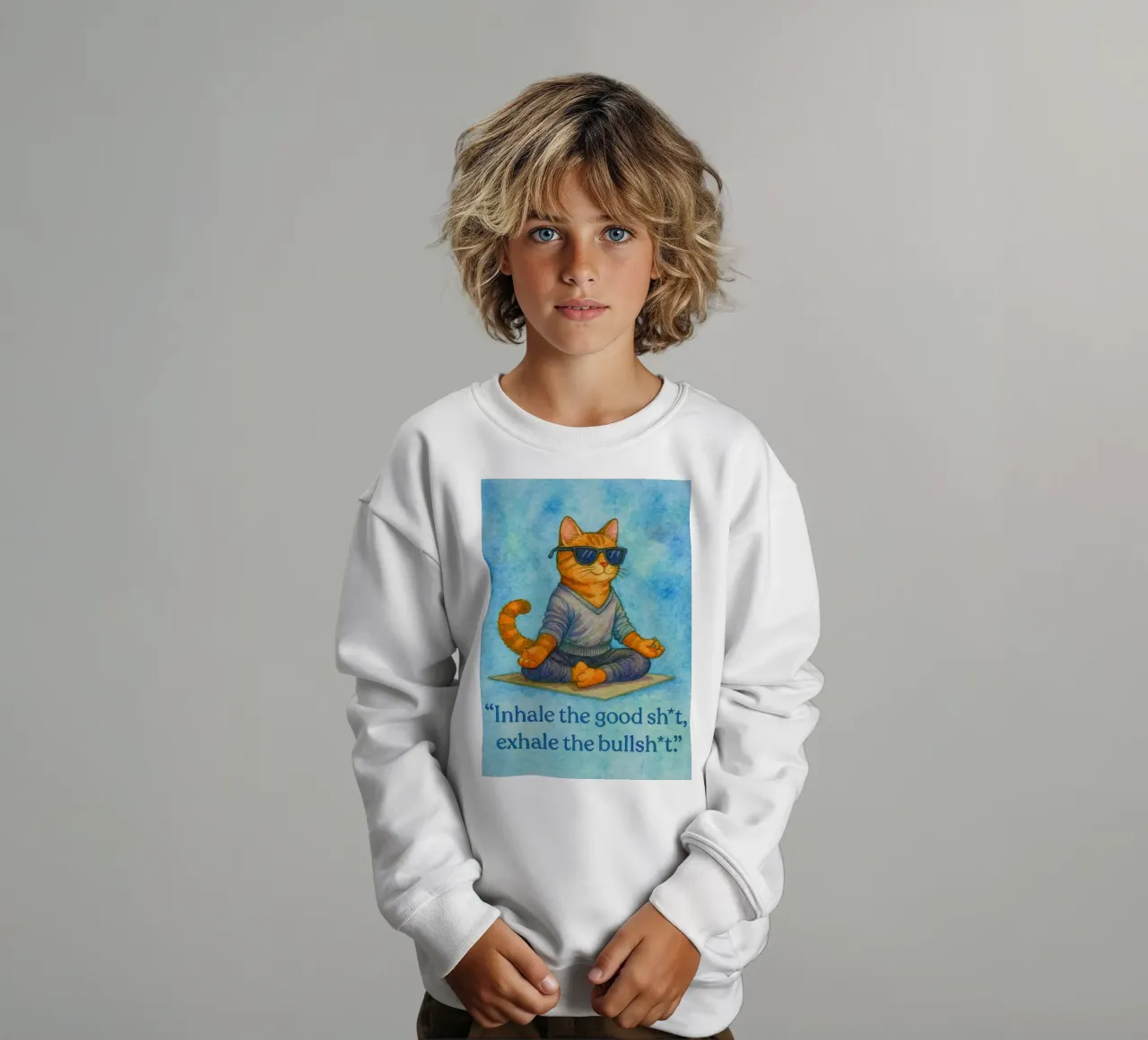 gatto buffo che inspira ed espira felpa bambino da Mirage