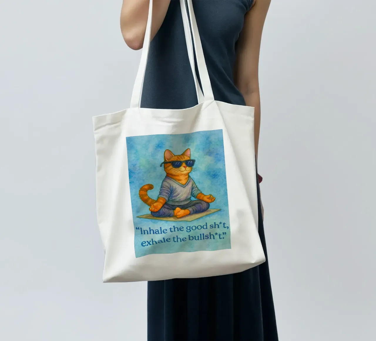 gatto buffo che inspira ed espira borsa in juta da Mirage