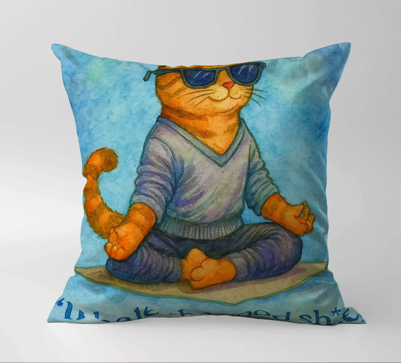 gatto buffo che inspira ed espira cuscino da Mirage