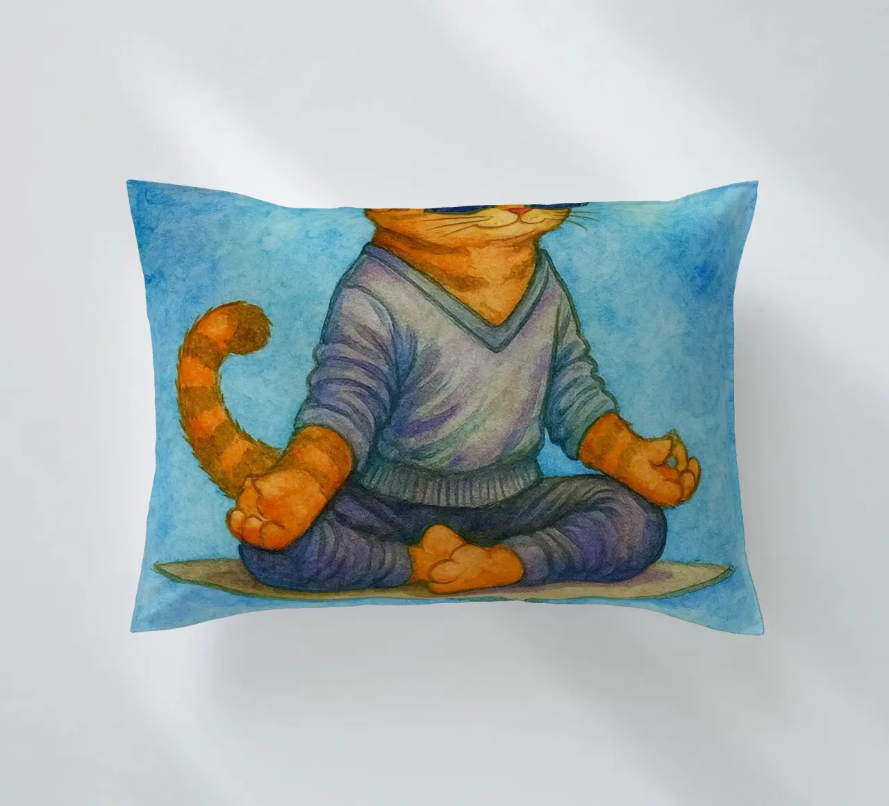 gatto buffo che inspira ed espira cuscino da Mirage