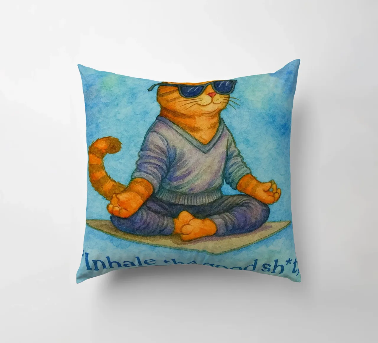 gatto buffo che inspira ed espira cuscino da Mirage