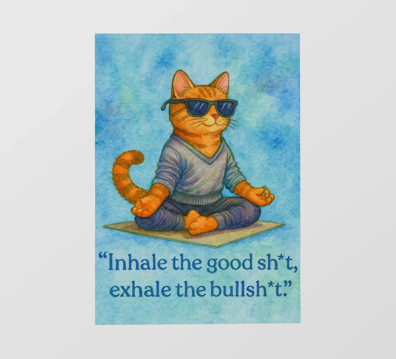 gatto buffo che inspira ed espira telo in pvc da Mirage