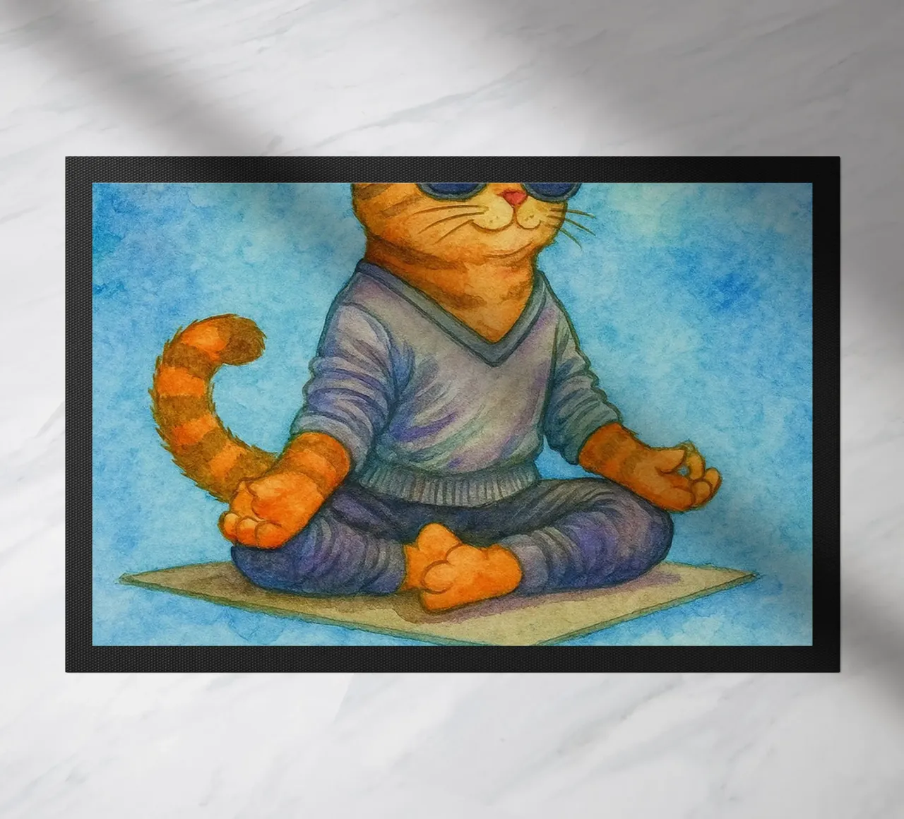 funny cat inhale exhale doormat by Mirage