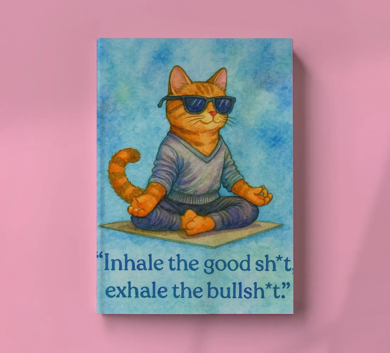 funny cat inhale exhale notebook by Mirage