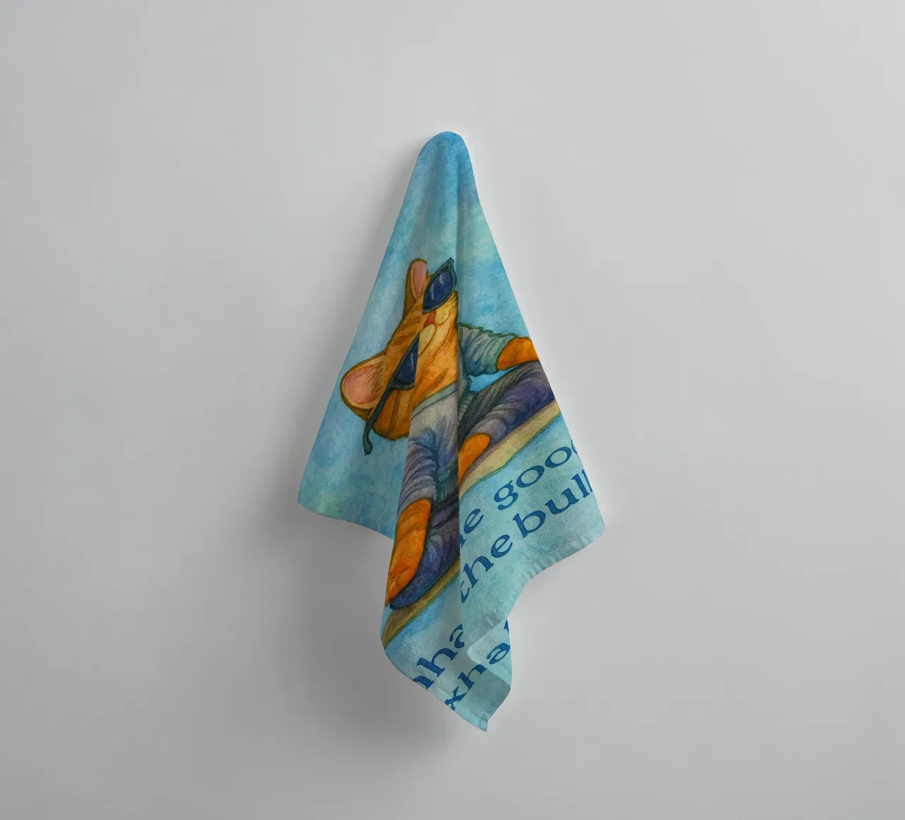 funny cat inhale exhale towel by Mirage