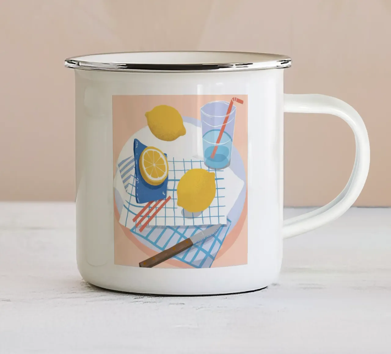 Rituale dell'acqua e limone tazza in smalto da Ink Pulse