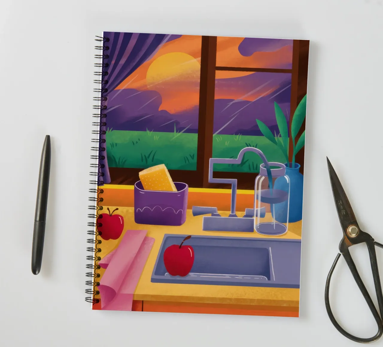 Twilight Kitchen Stillness spiral notebook by Monuments Fire