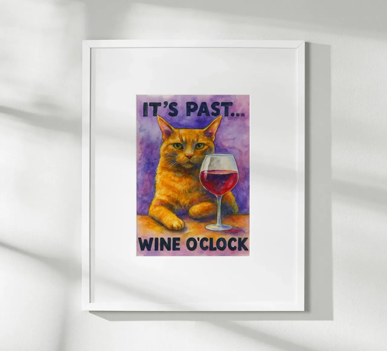 gatto divertente il suo vino è passato oclock poster da Mirage