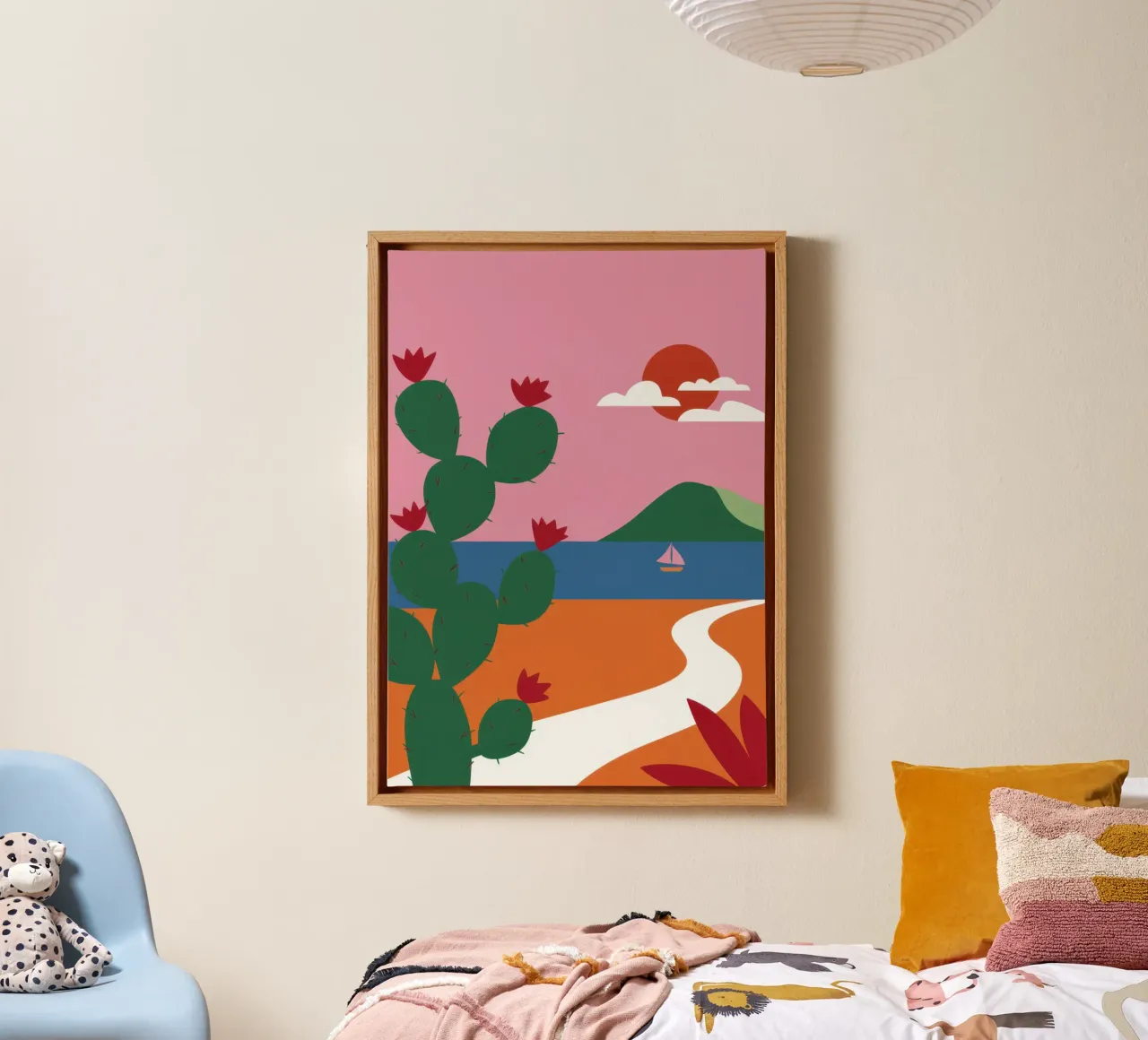 Pastel Desert Path Leinwand mit Schattenfugenrahmen von Giant Foxs