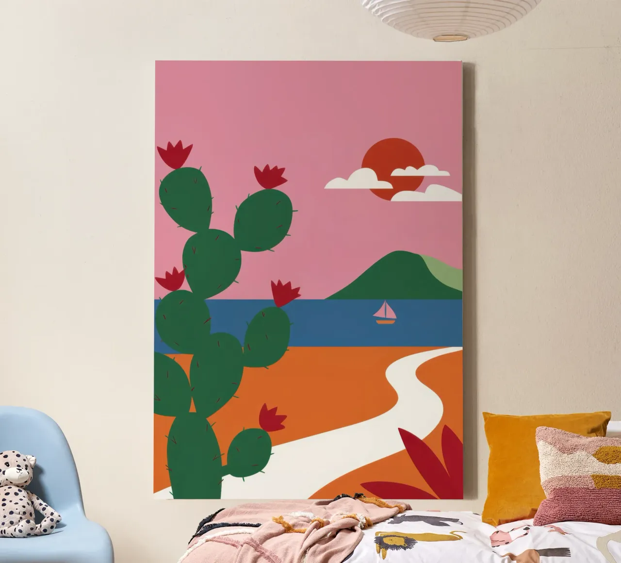 Pastel Desert Path Leinwand mit Schattenfugenrahmen von Giant Foxs