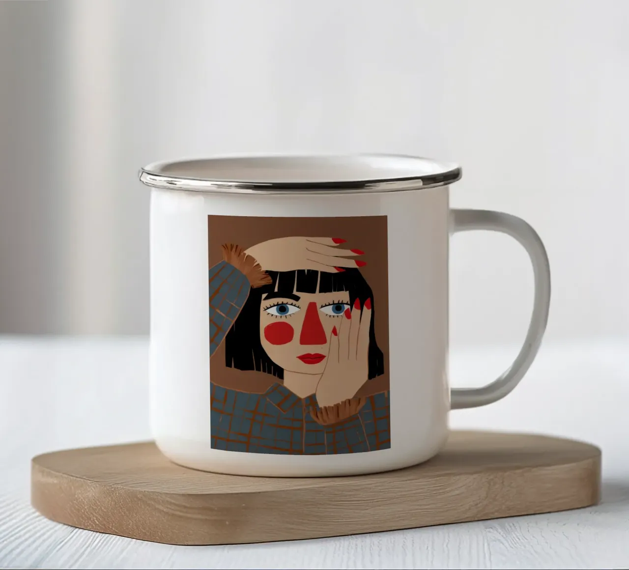 Contemplazione delle guance cremisi tazza in smalto da Rain Balance
