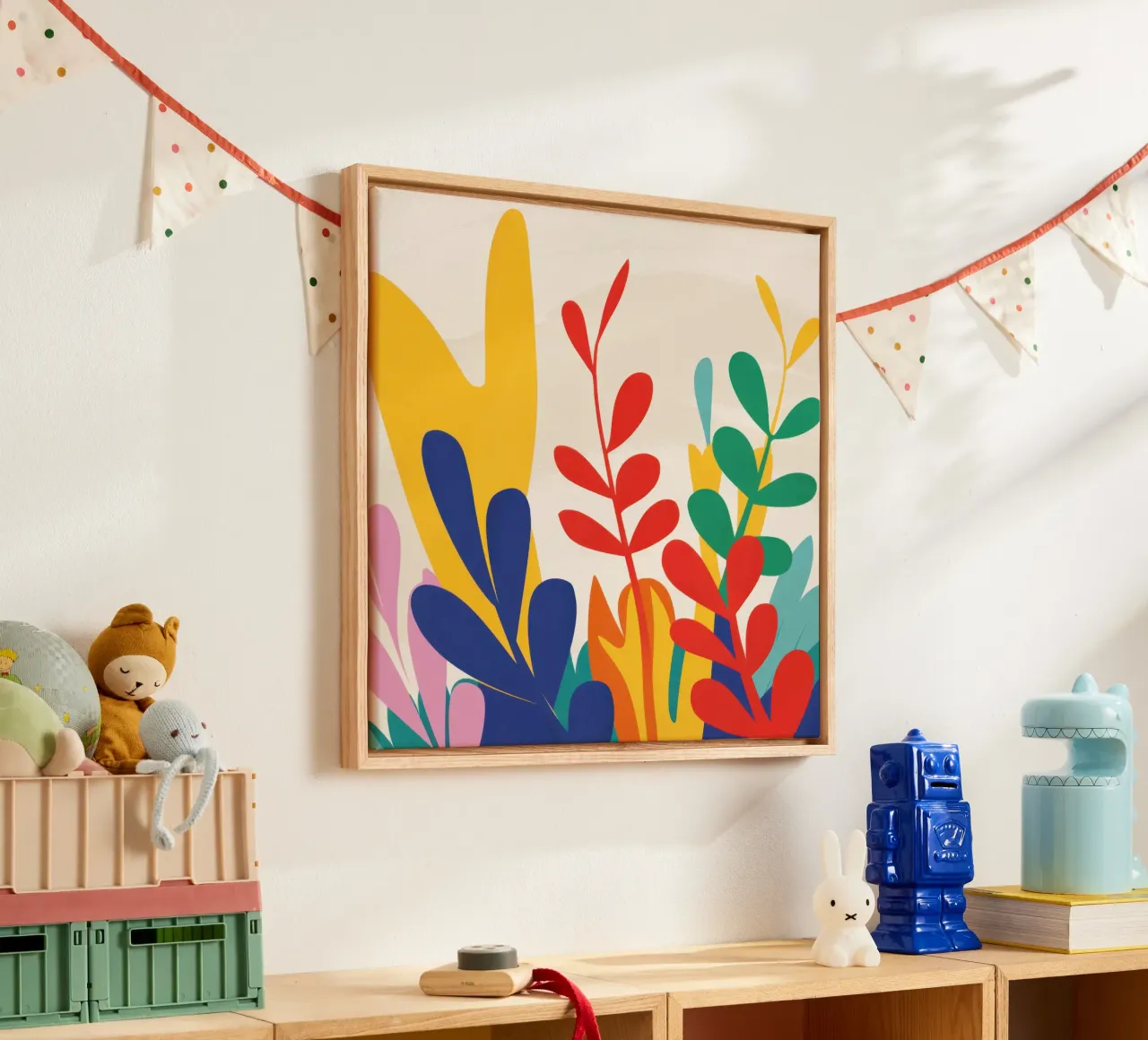 Een melange van bladeren canvas met Baklijst van Ink Pulse