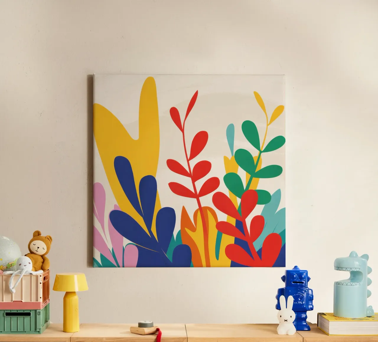 Een melange van bladeren canvas met Baklijst van Ink Pulse