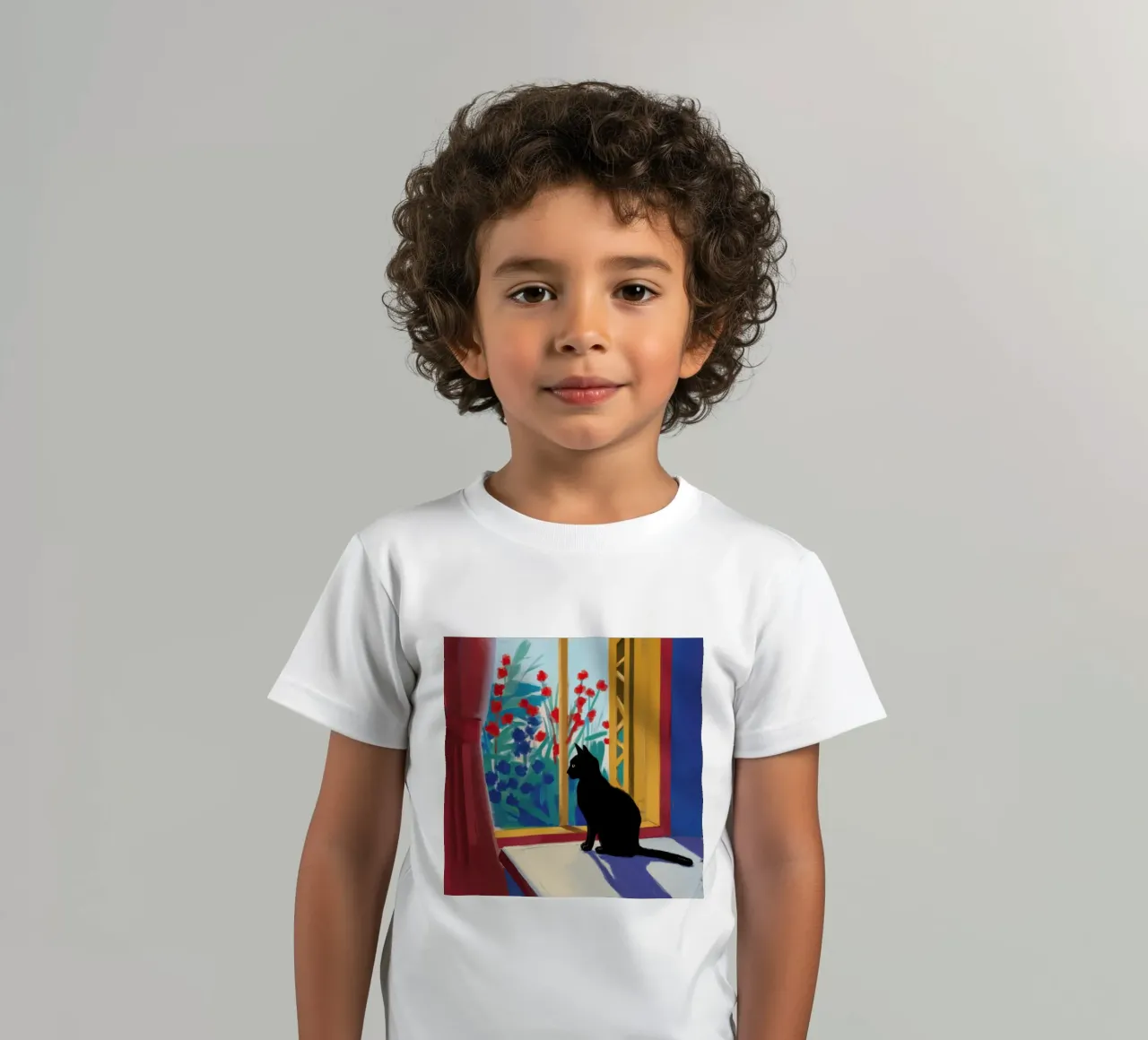 Crimson Window Watcher kids t-shirt by Dream Gesso