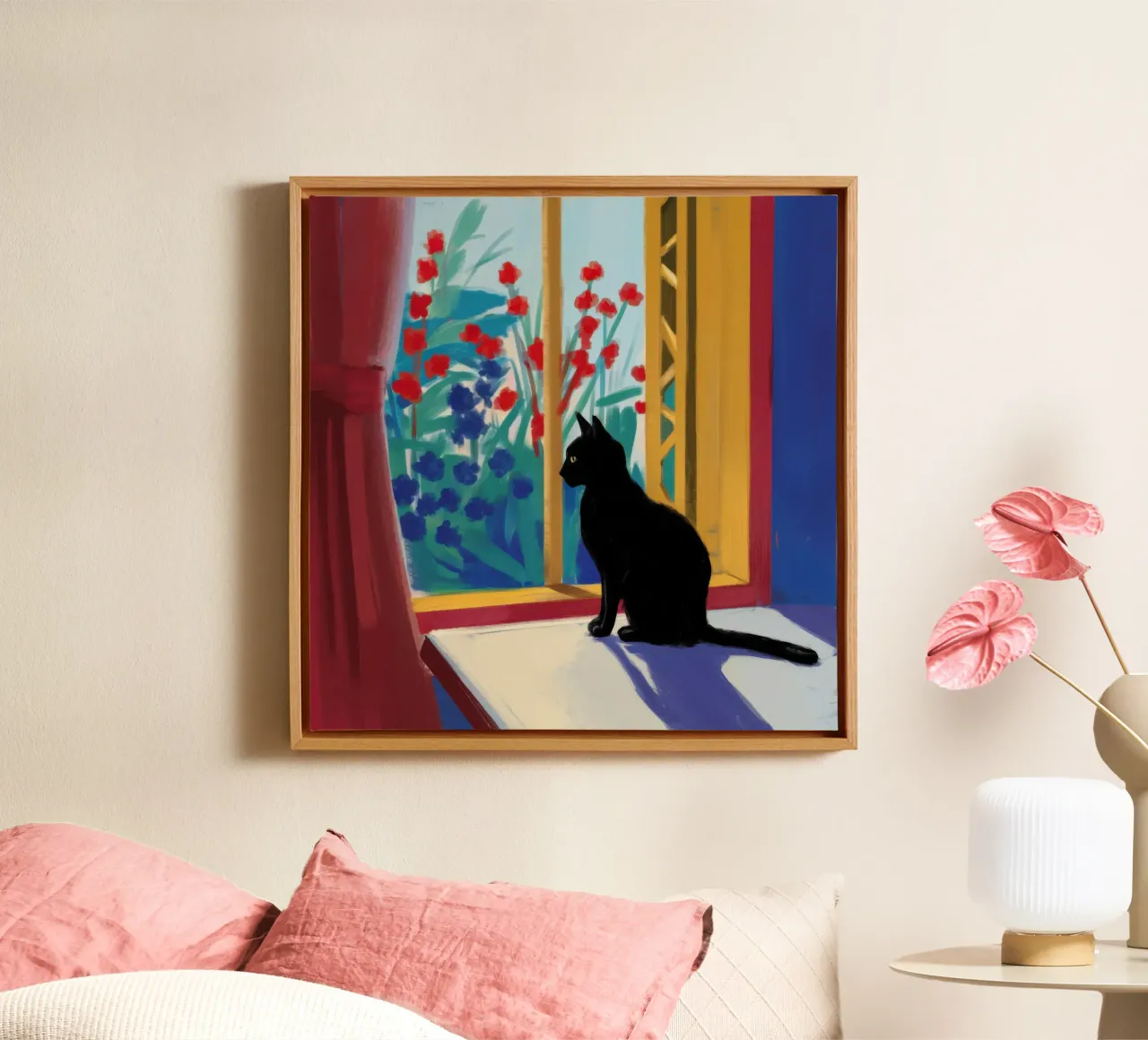 Crimson Window Watcher canvas by Dream Gesso