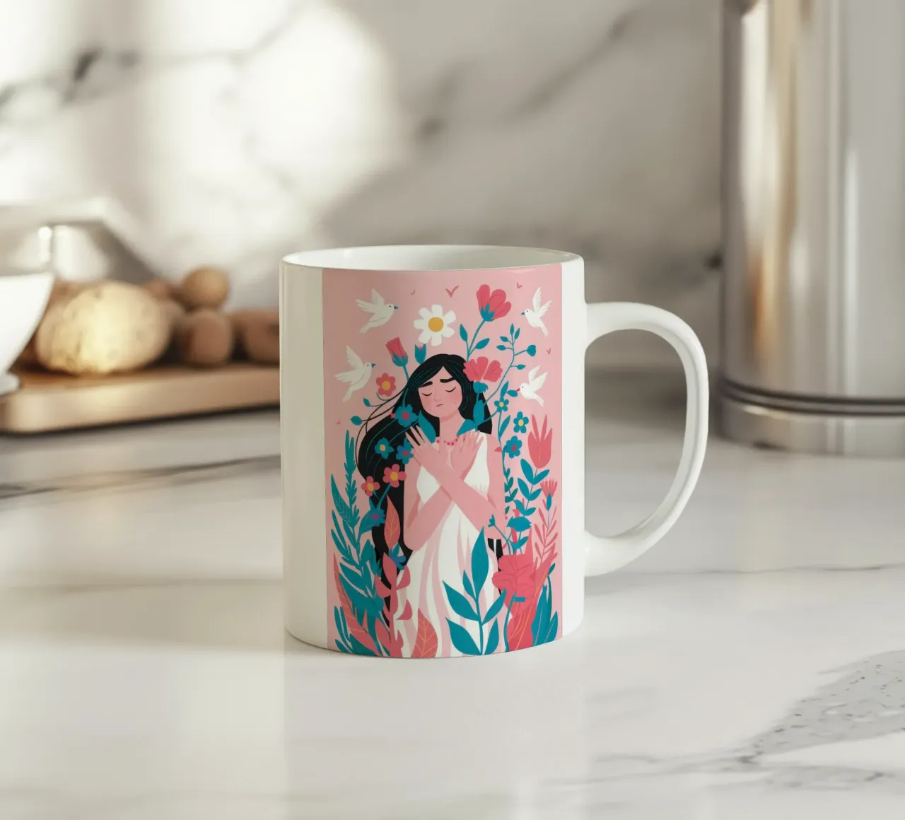 Avvolto nei fiori tazza in ceramica da Ink Pulse