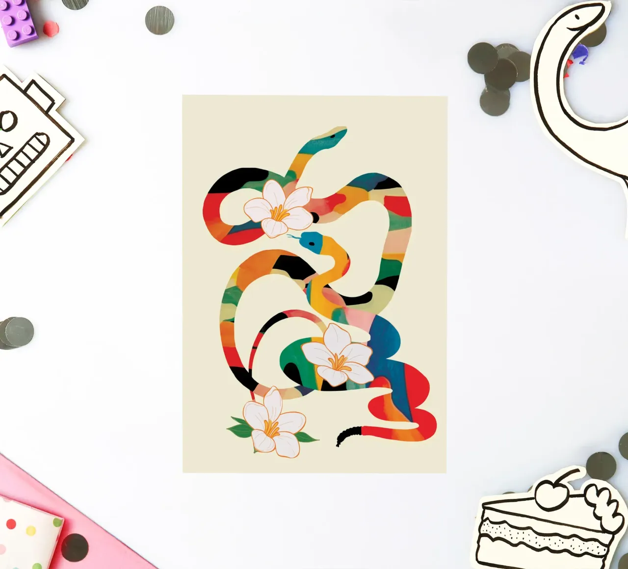 Abstract Snakes in the Flowers Sticker von cityart