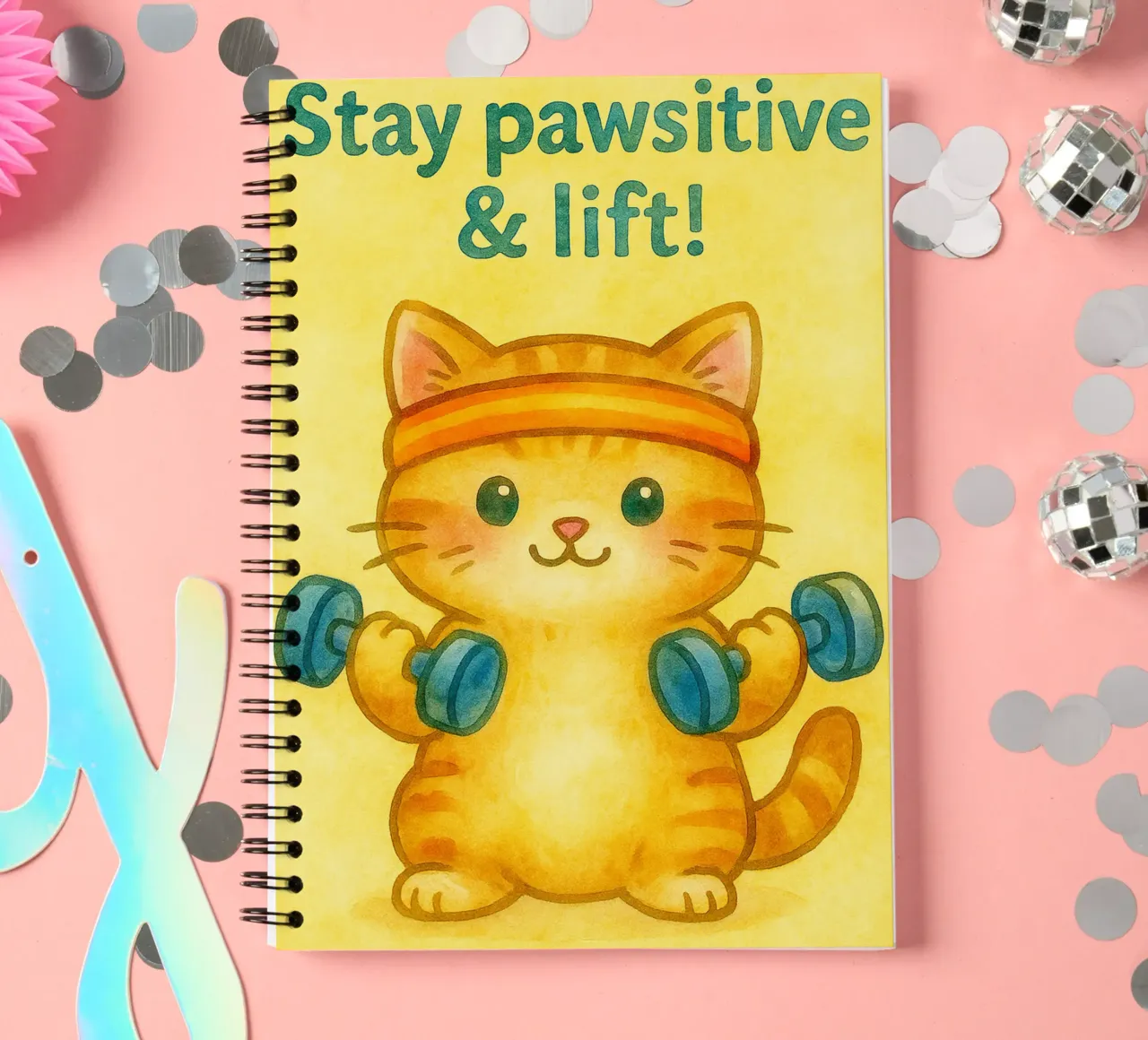 gatto divertente rimanere pawsitive diario ad anelli da Mirage