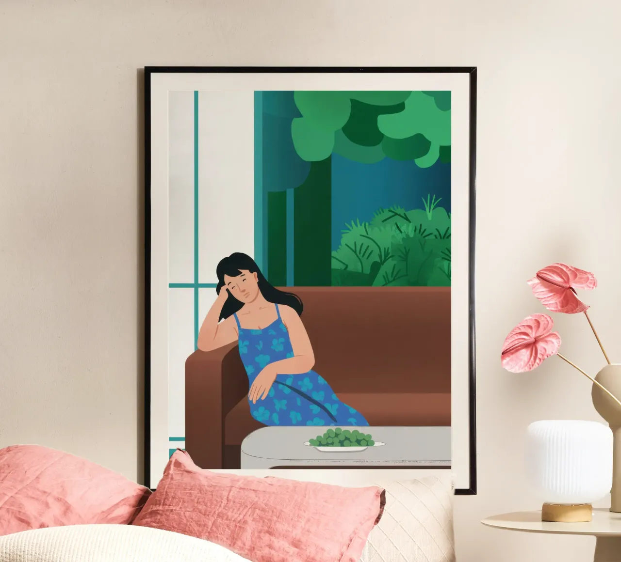 Pensive on the Couch poster by Ink Pulse